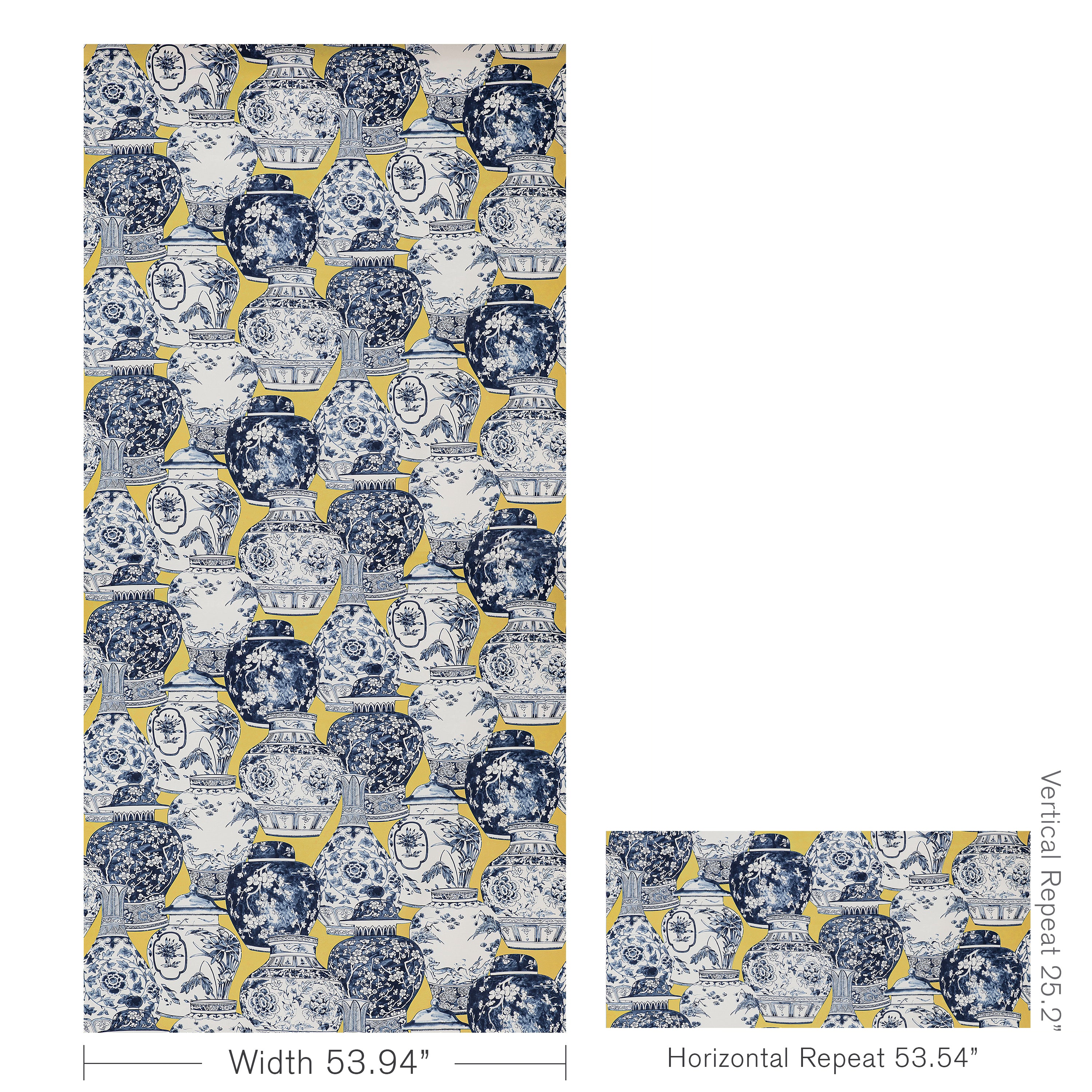 Pandan Print - Maize/Blue - Lee Jofa Fabric
