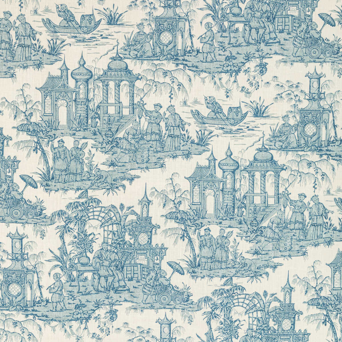 Pagoda Toile - Blue - LEE JOFA Fabric