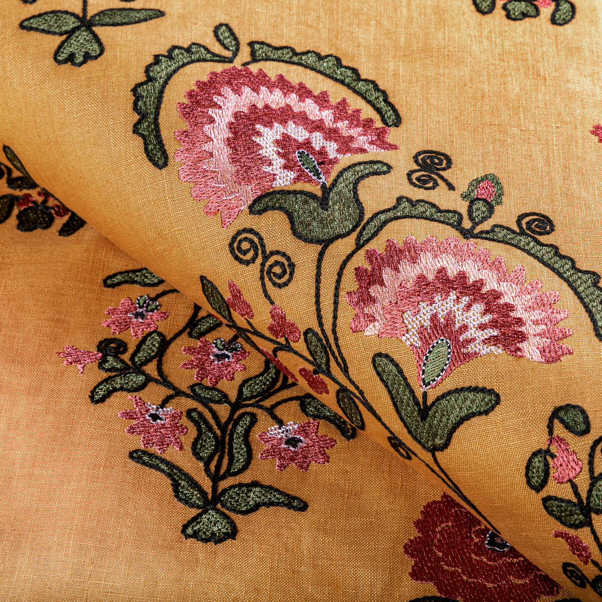 Mead Embroidery - Saffron/Petal - Lee Jofa Fabric