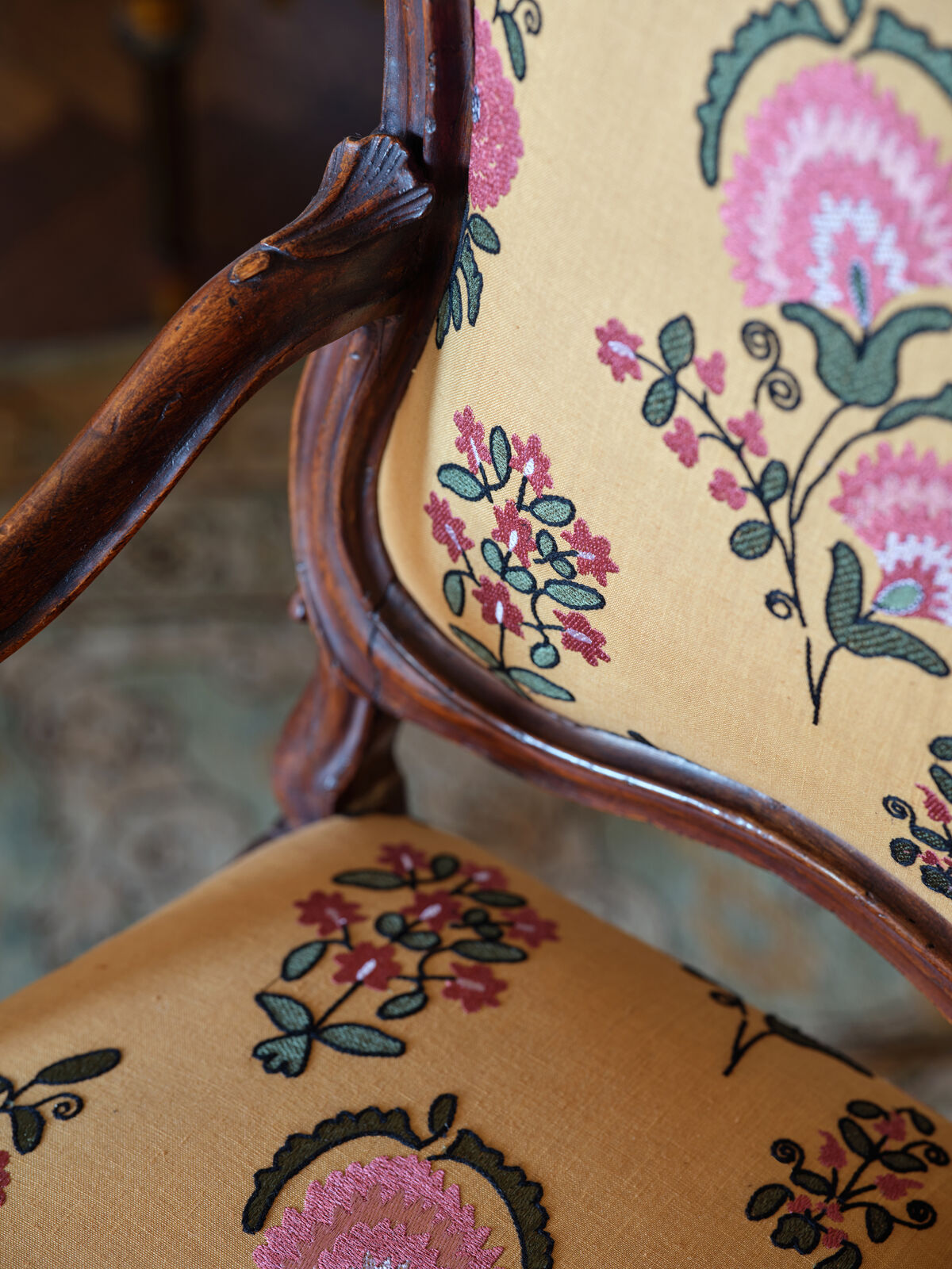 Mead Embroidery - Saffron/Petal - Lee Jofa Fabric