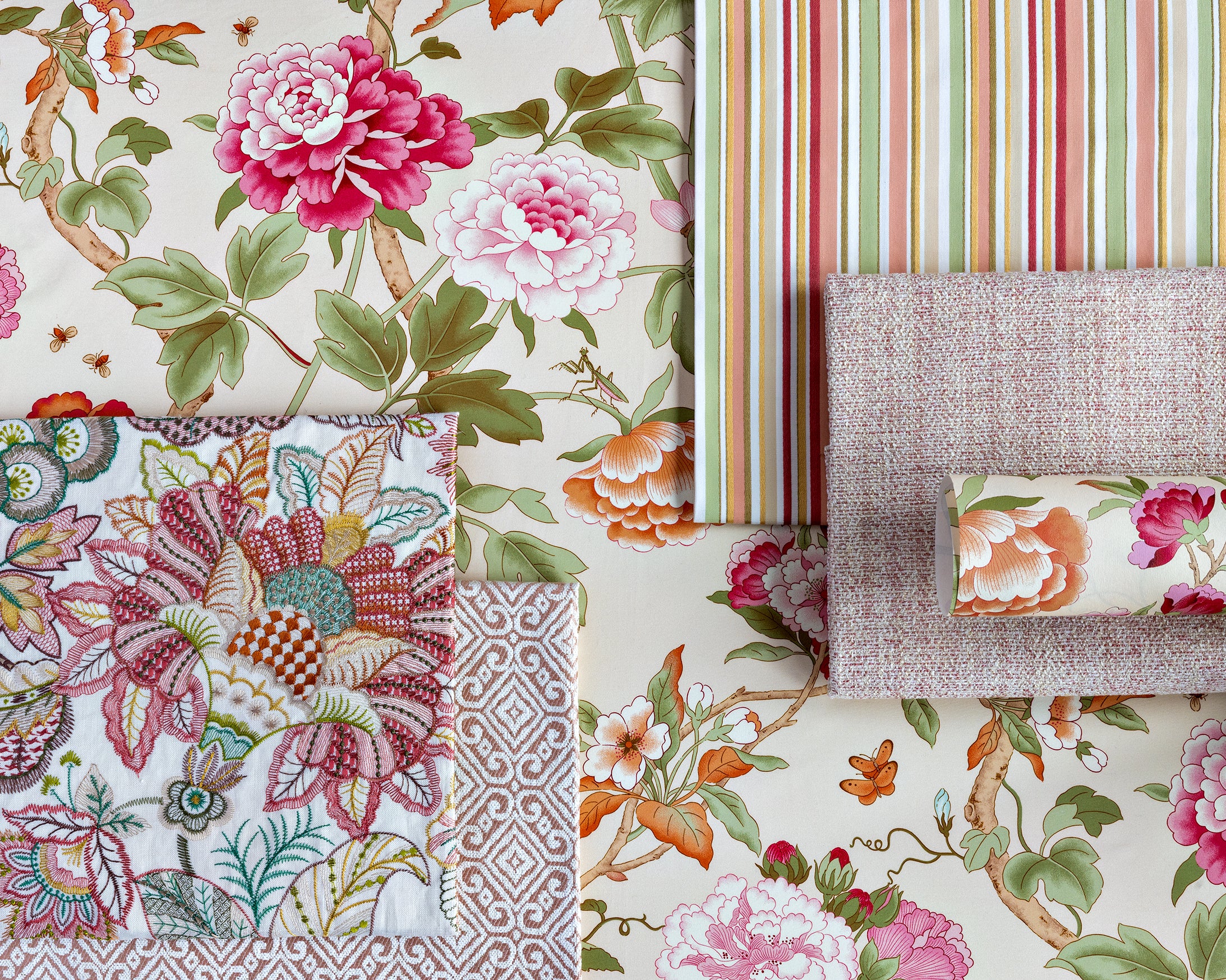 Eden Emb - Pink/Multi - Lee Jofa Fabric