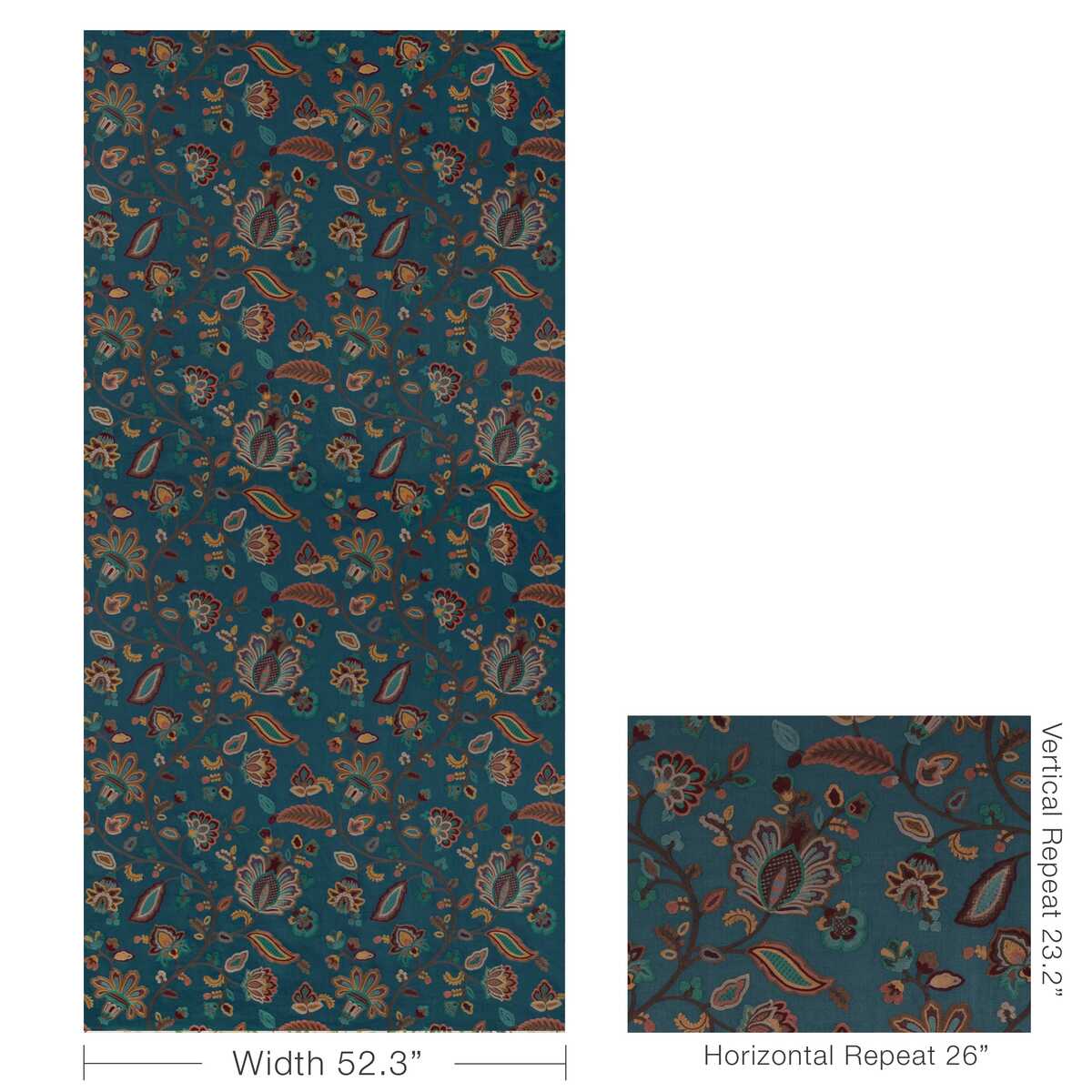 Westfield Emb - Teal/Ochre - LEE JOFA Fabric