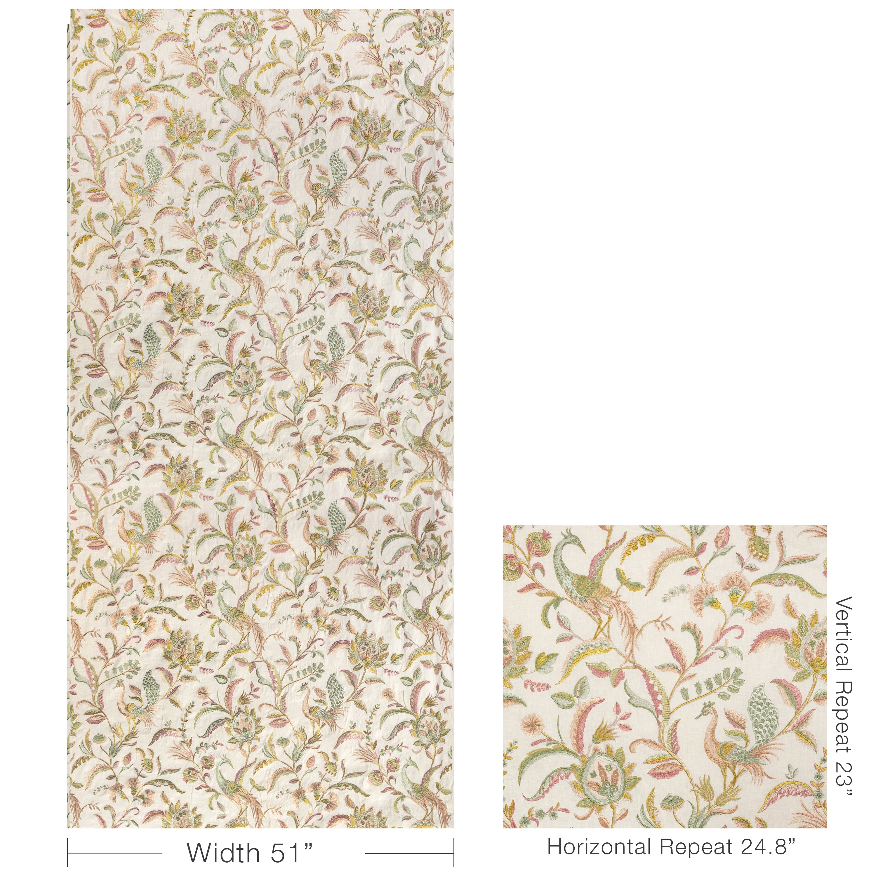 Palawan Emb - Rose/Leaf - Lee Jofa Fabric