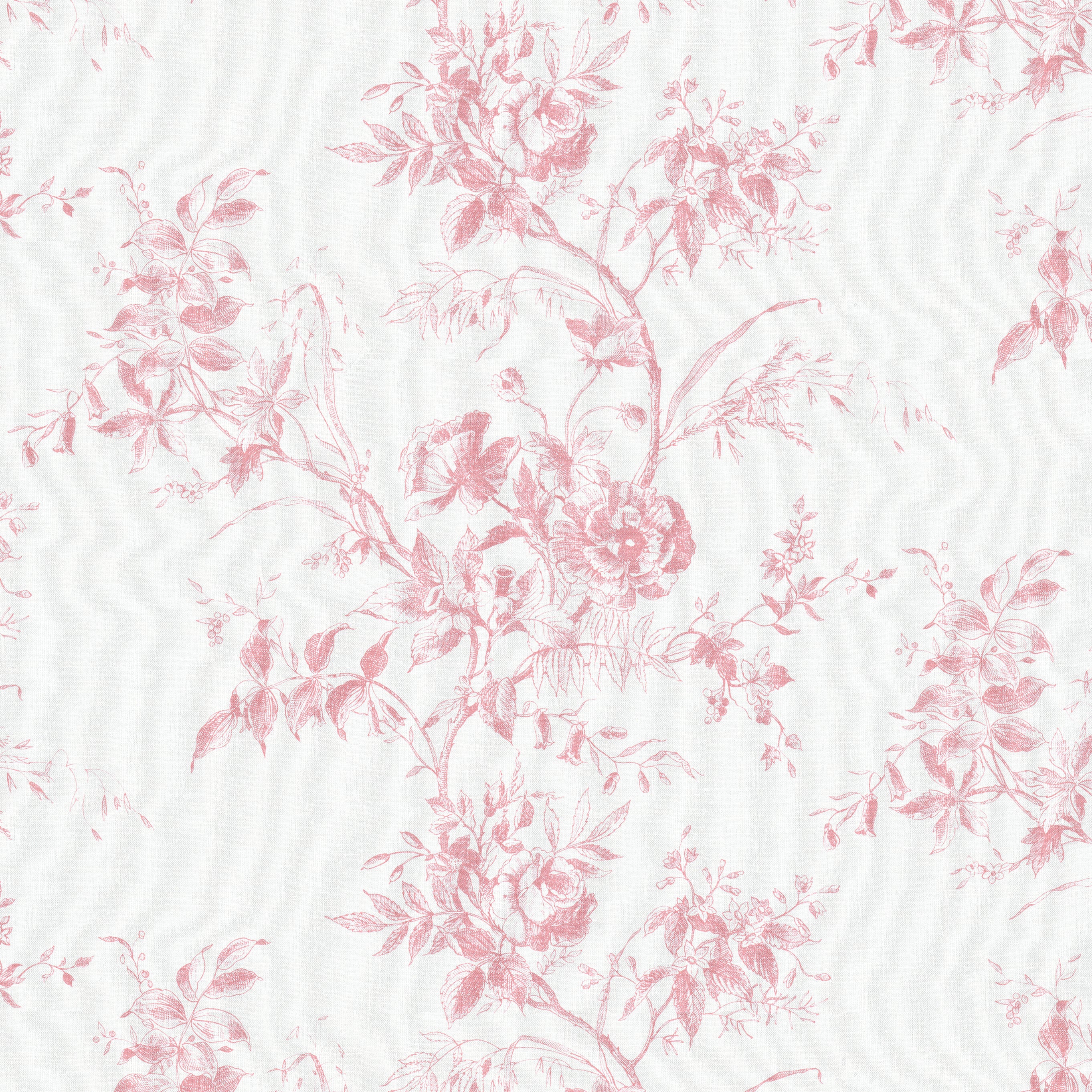 Tea Rose Toile - Rose - Lee Jofa Fabric