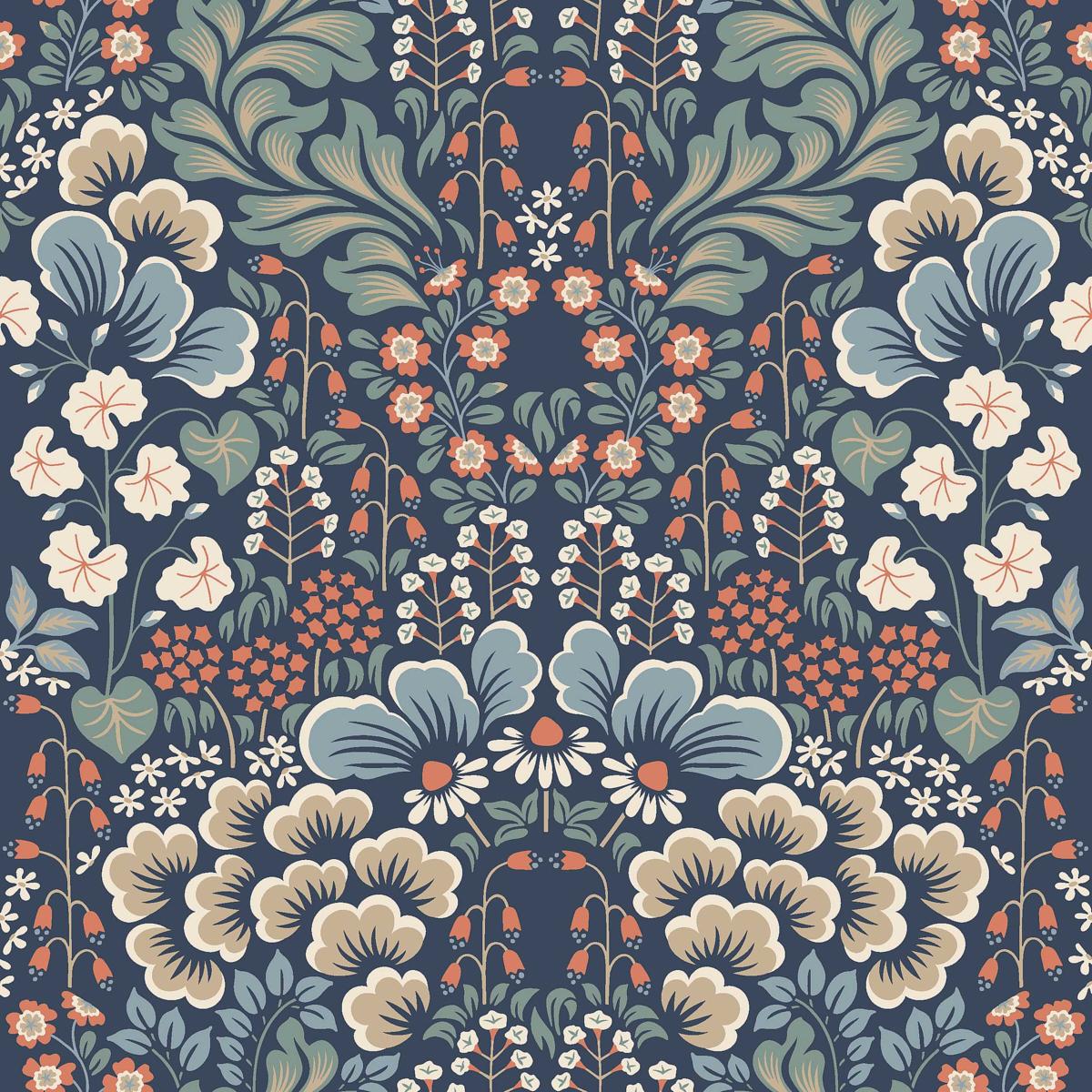 Blomstervall - Midnight Multi - Schumacher 2097 Wallcovering