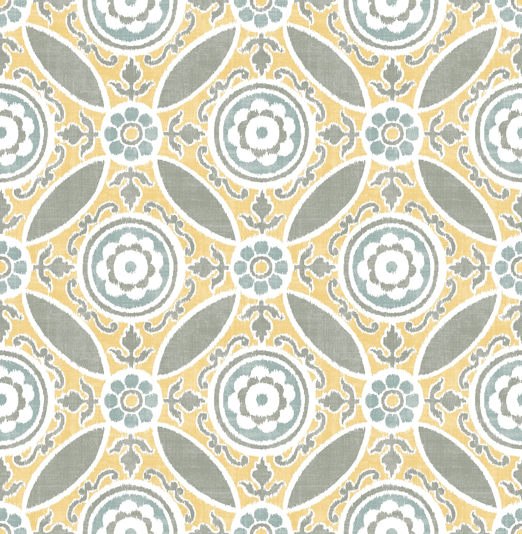 Maya Medallion Wallpaper - Yellow - York Wallcoverings - 2744-24114