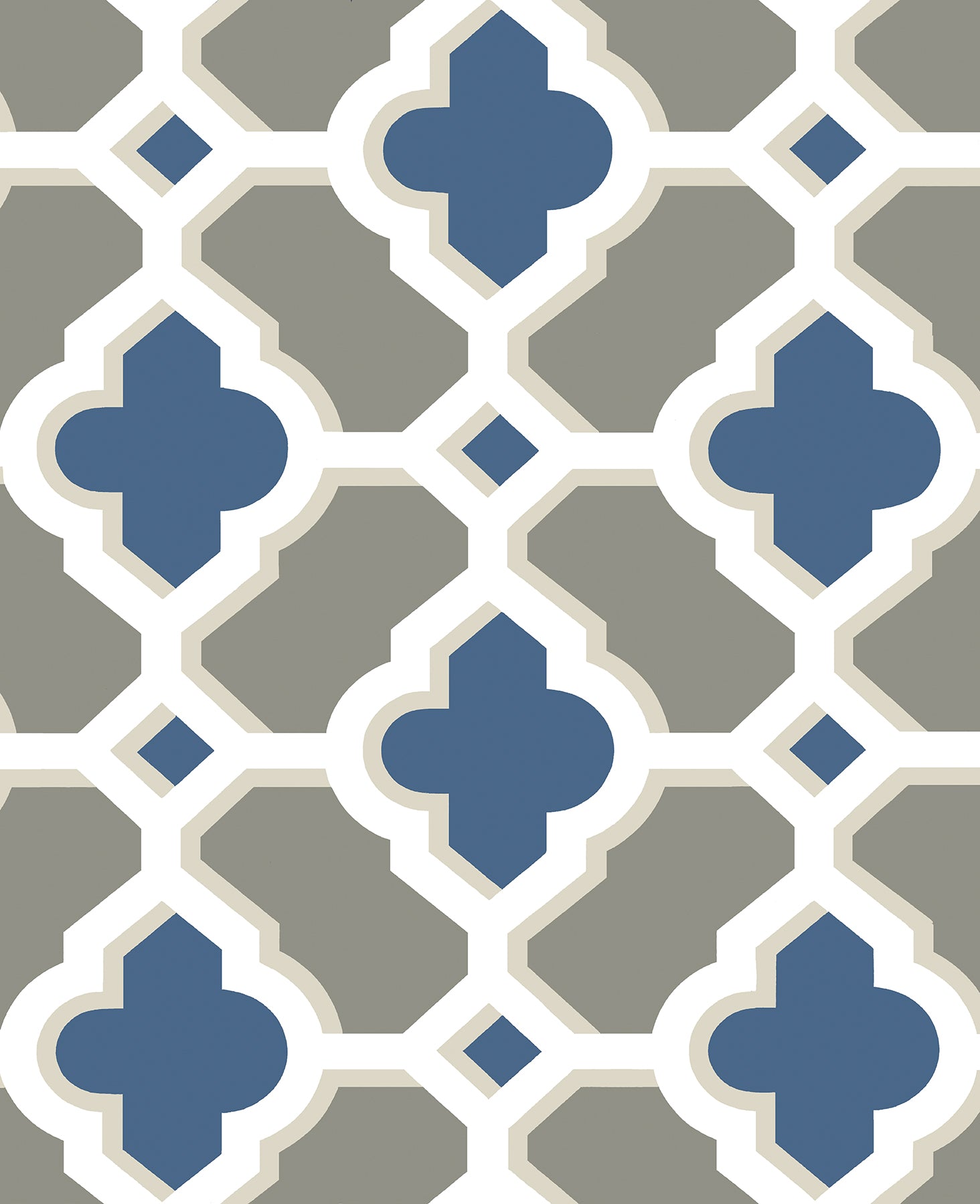 Lido Turquoise Quatrefoil Wallpaper - Navy - York Wallcoverings - 2744-24125