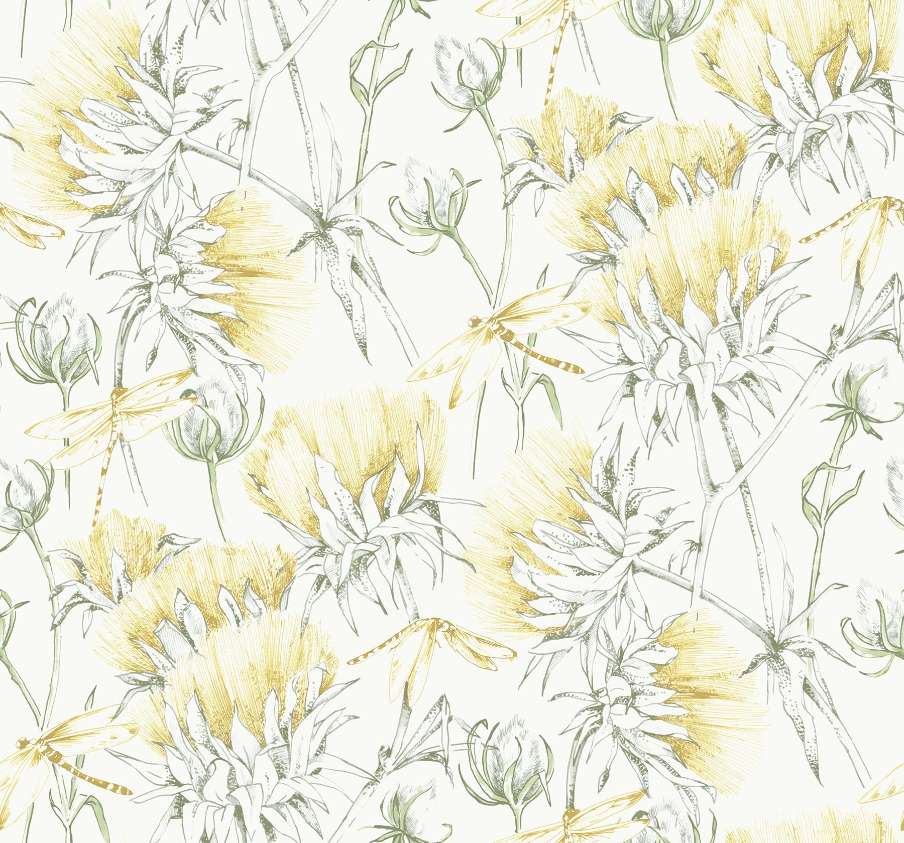 Mariell Dragonfly Wallpaper - Gold - York Wallcoverings - 2973-90404
