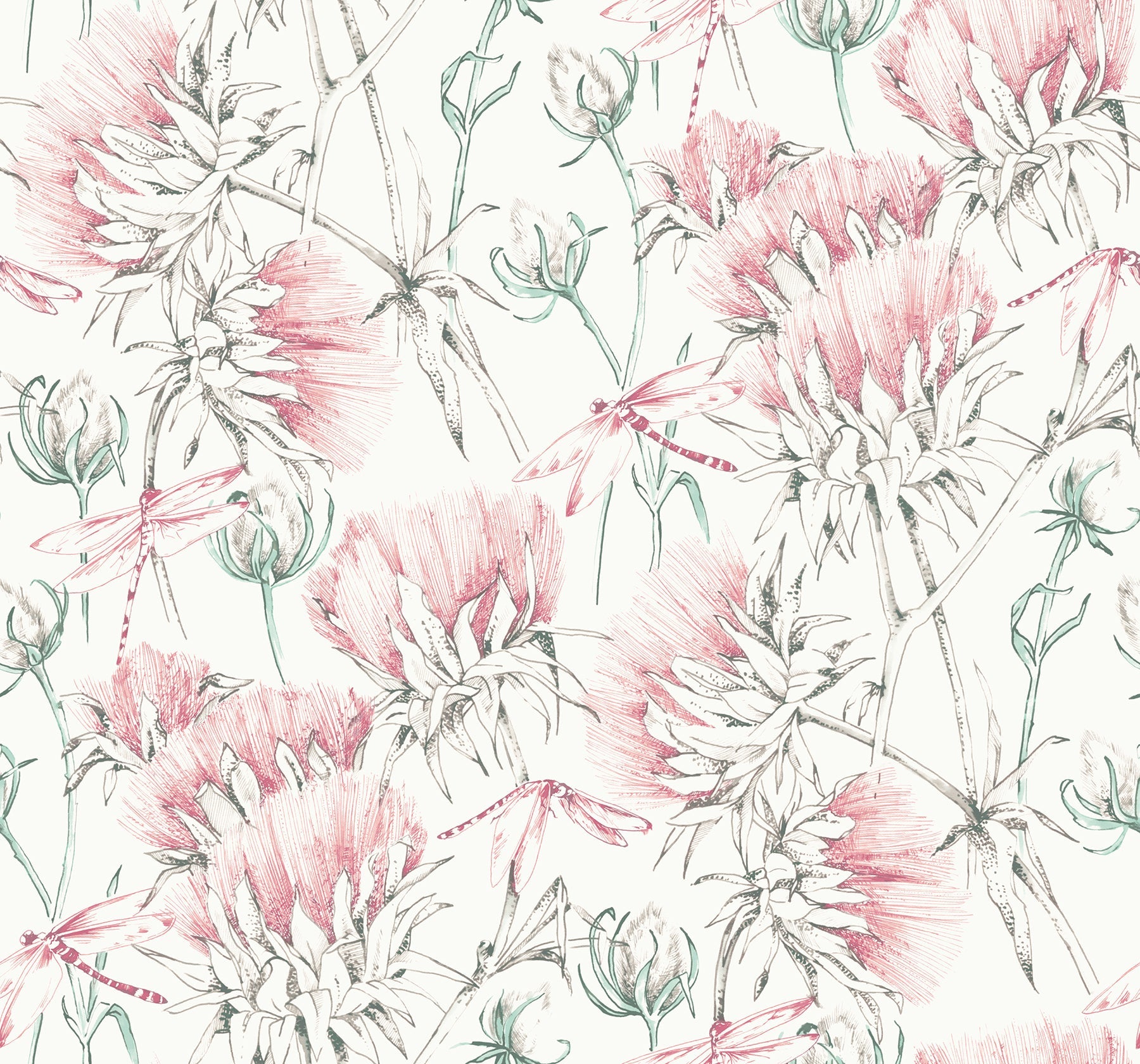 Mariell Dragonfly Wallpaper - Pink - York Wallcoverings - 2973-90405