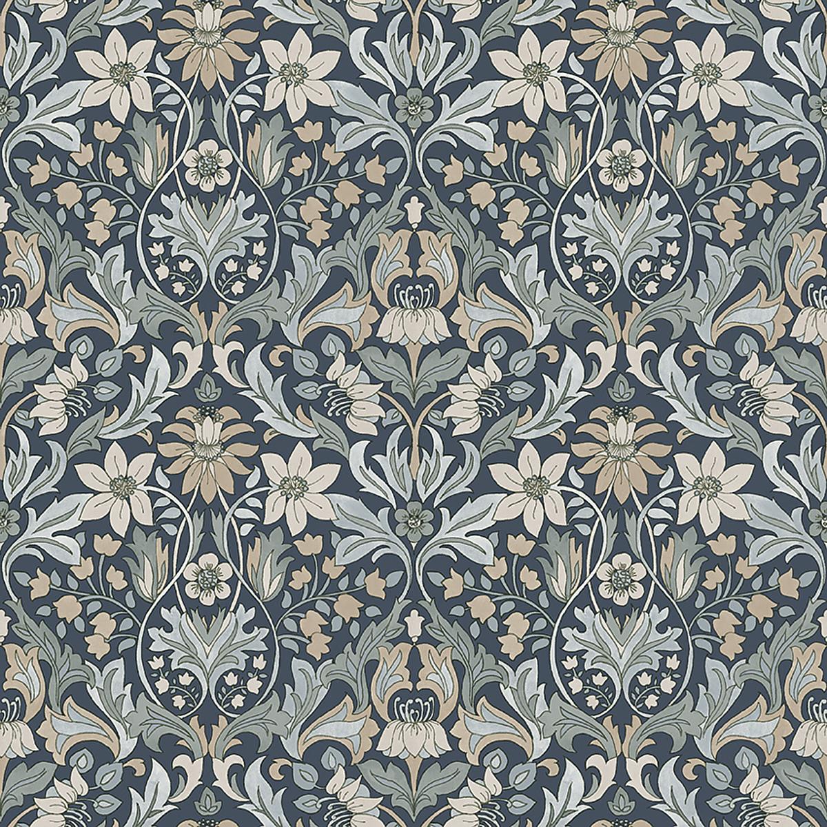 Blomsterfröjd - Indigo - Schumacher 3292 Wallcovering - Schumacher Wallpaper