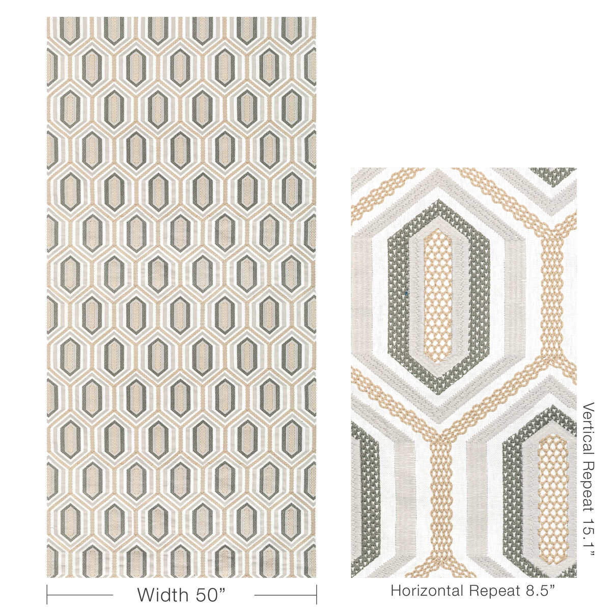 Kaleidoscope Emb - Natural - KRAVET COUTURE Fabric