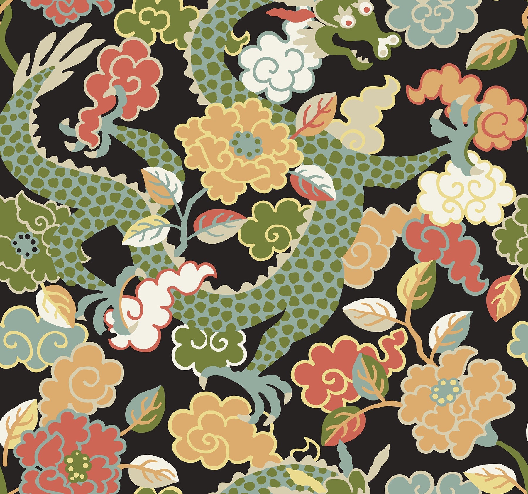 Yanci Green Dragon Wallpaper - Green - York Wallcoverings - 4120-72005