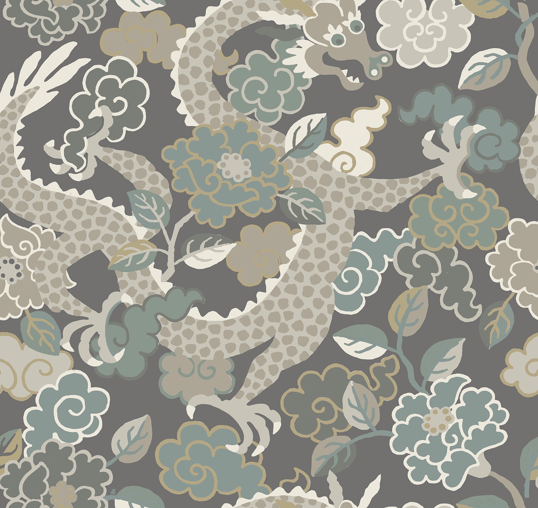 Yanci Green Dragon Wallpaper - Stone - York Wallcoverings - 4120-72006
