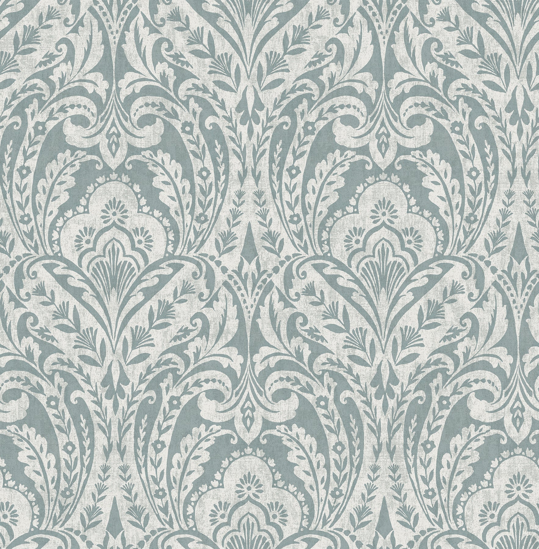 Berkshire Damask Wallpaper - Denim - York Wallcoverings - 4147-27380
