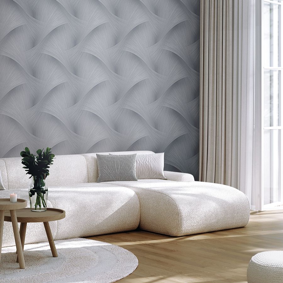 Etched Reeds Slate Abstract Wallpaper - room view - York Wallcoverings 4228-84100 - York Wallcoverings Wallpaper