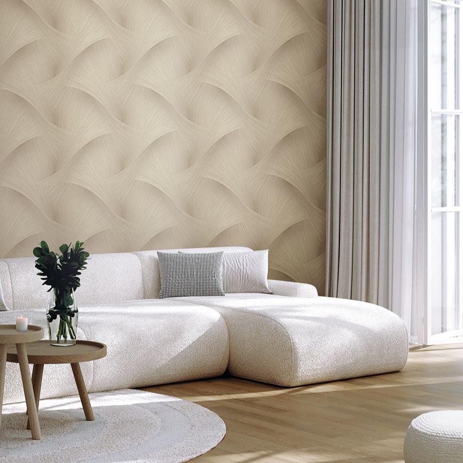 Etched Reeds Light Brown Abstract Wallpaper - room view - York Wallcoverings 4228-84102 - York Wallcoverings Wallpaper
