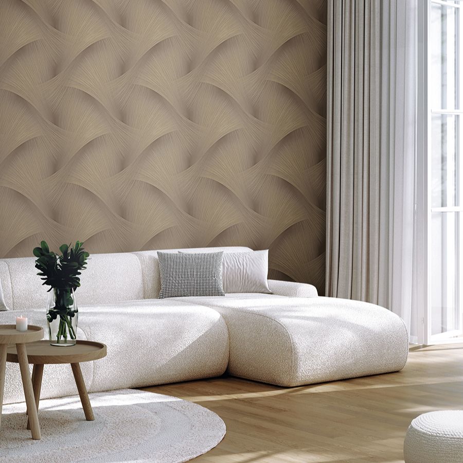 Etched Reeds Coffee Abstract Wallpaper - room view - York Wallcoverings 4228-84104 - York Wallcoverings Wallpaper