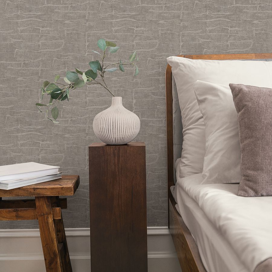 Sculpted Burlap Dark Grey Textured Wallpaper - room view - York Wallcoverings 4228-84108 - York Wallcoverings Wallpaper