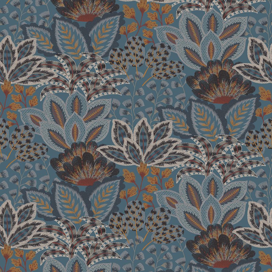 Catherine Blue Botanical Wallpaper - York Wallcoverings 4228-84111 - York Wallcoverings Wallpaper