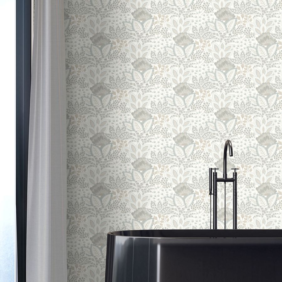 Catherine Ivory Botanical Wallpaper - room view - York Wallcoverings 4228-84118 - York Wallcoverings Wallpaper