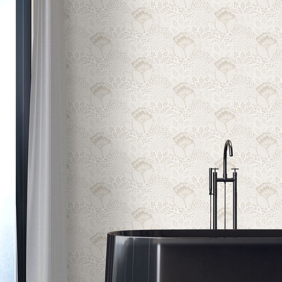 Catherine Pearl Botanical Wallpaper - room view - York Wallcoverings 4228-84121 - York Wallcoverings Wallpaper