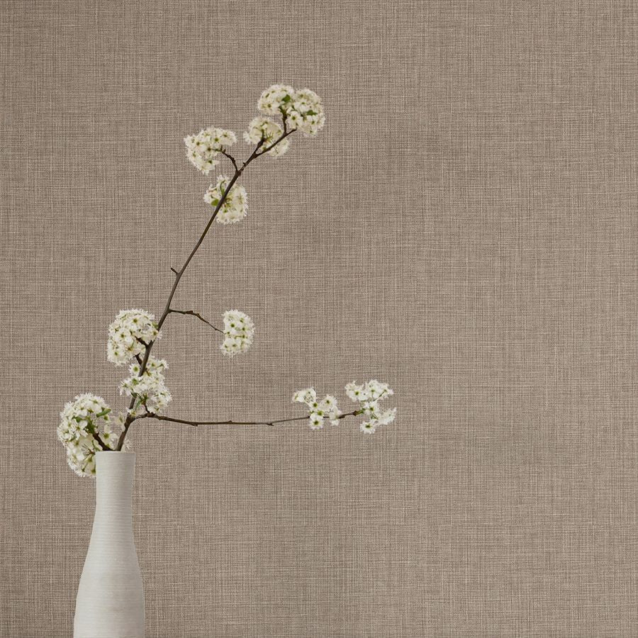 Egyptian Linen Brown Faux Fabric Wallpaper - room view - York Wallcoverings 4228-84123 - York Wallcoverings Wallpaper