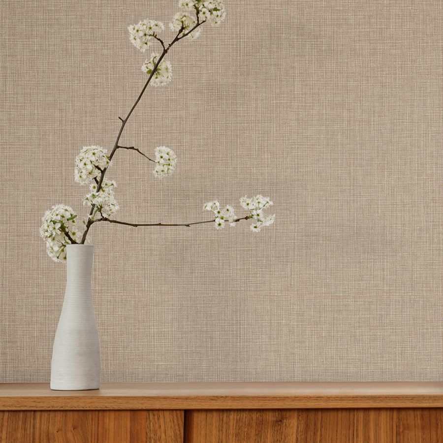 Egyptian Linen Light Brown Faux Fabric Wallpaper - room view - York Wallcoverings 4228-84125 - York Wallcoverings Wallpaper