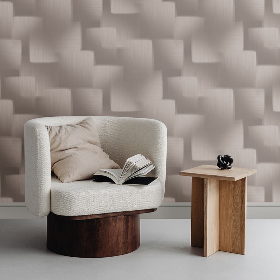 Silk Madras Grey Abstract Geometric Wallpaper - room view - York Wallcoverings 4228-84127 - York Wallcoverings Wallpaper