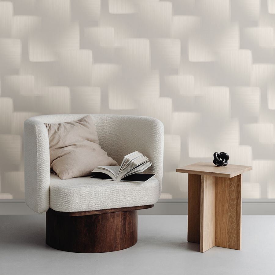 Silk Madras Light Grey Abstract Geometric Wallpaper - room view - York Wallcoverings 4228-84134 - York Wallcoverings Wallpaper