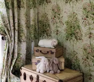Rosslyn Lochwood Green/Coral - Nina Campbell - NCW4152-01 Wallcovering