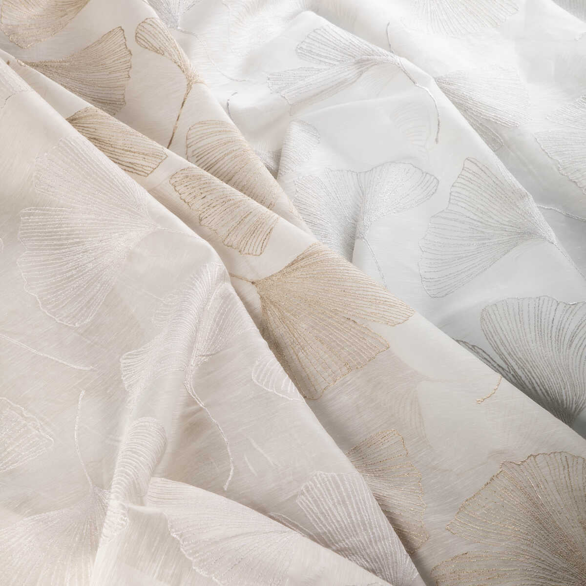 Gingko Leaf - Platinum - KRAVET COUTURE Fabric