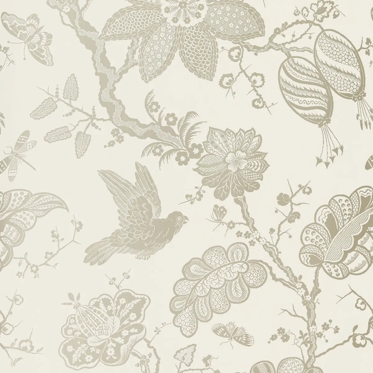 Bali Vine - Platinum - Schumacher 5005000 Wallcovering - Schumacher Wallpaper