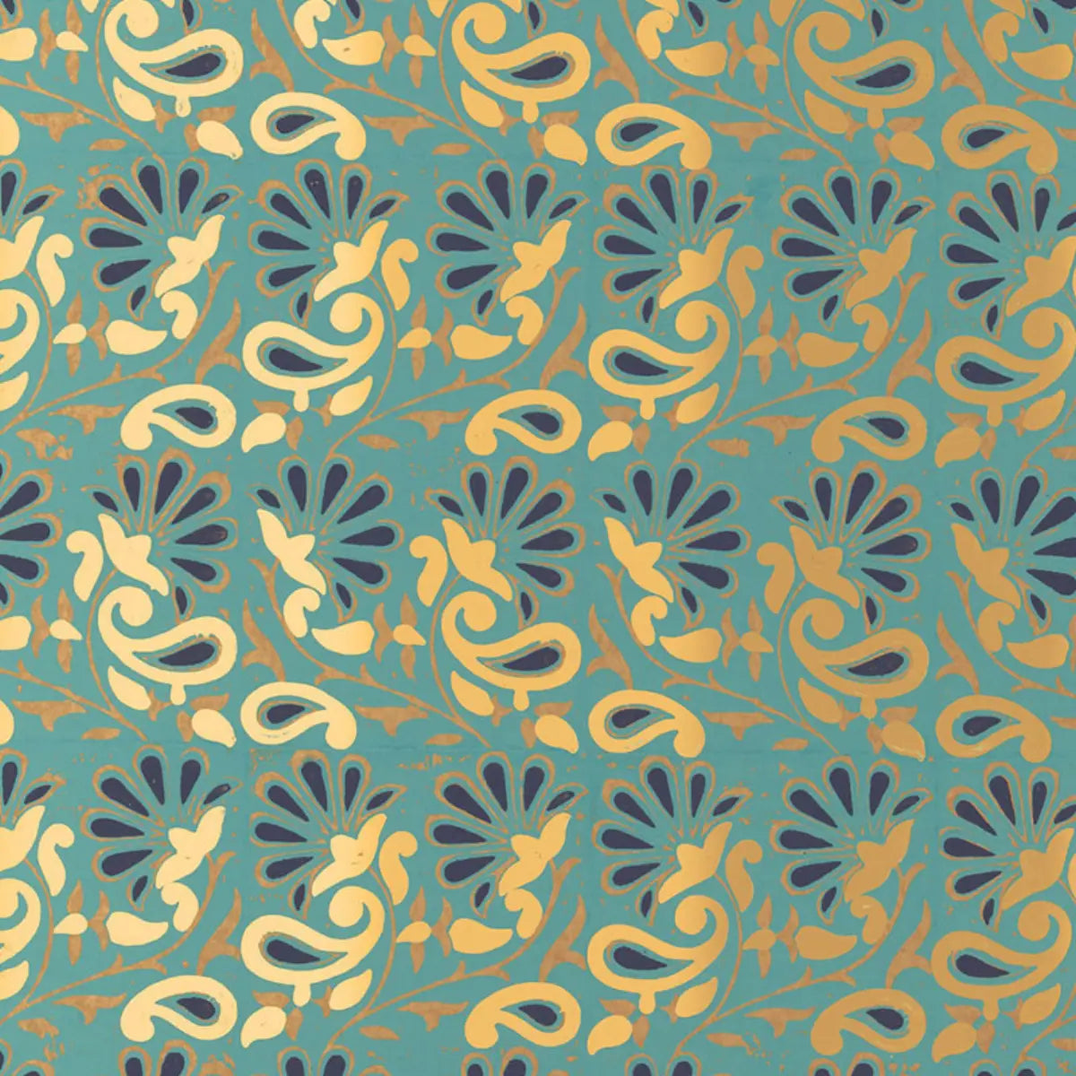 Rampura - Turquoise - Schumacher 5005343 Wallcovering - Schumacher Wallpaper