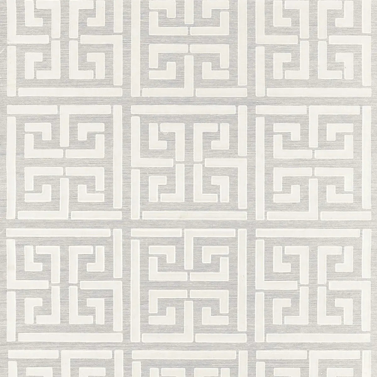 Greek Key Sisal - Silver - Schumacher 5005690 Wallcovering - Schumacher Wallpaper