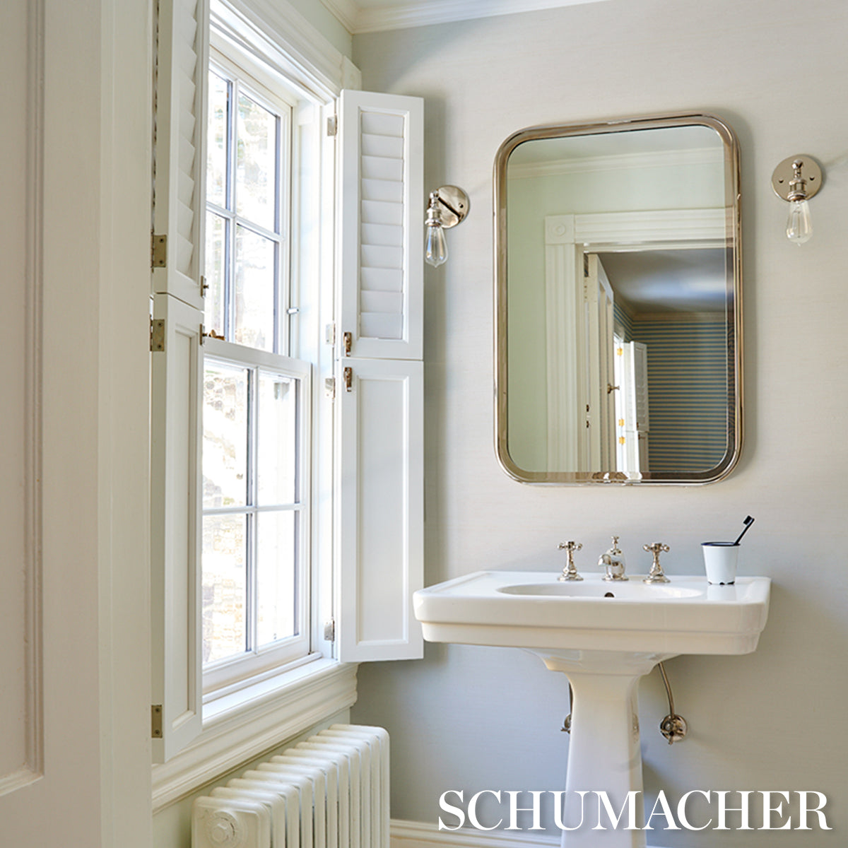 Shaded Silk - White - Schumacher 5007868 Wallpaper - Schumacher Wallpaper