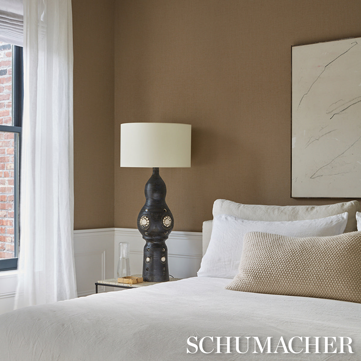 Kiko Paperweave - Burlap - Schumacher 5008844 Wallpaper - Schumacher Wallpaper