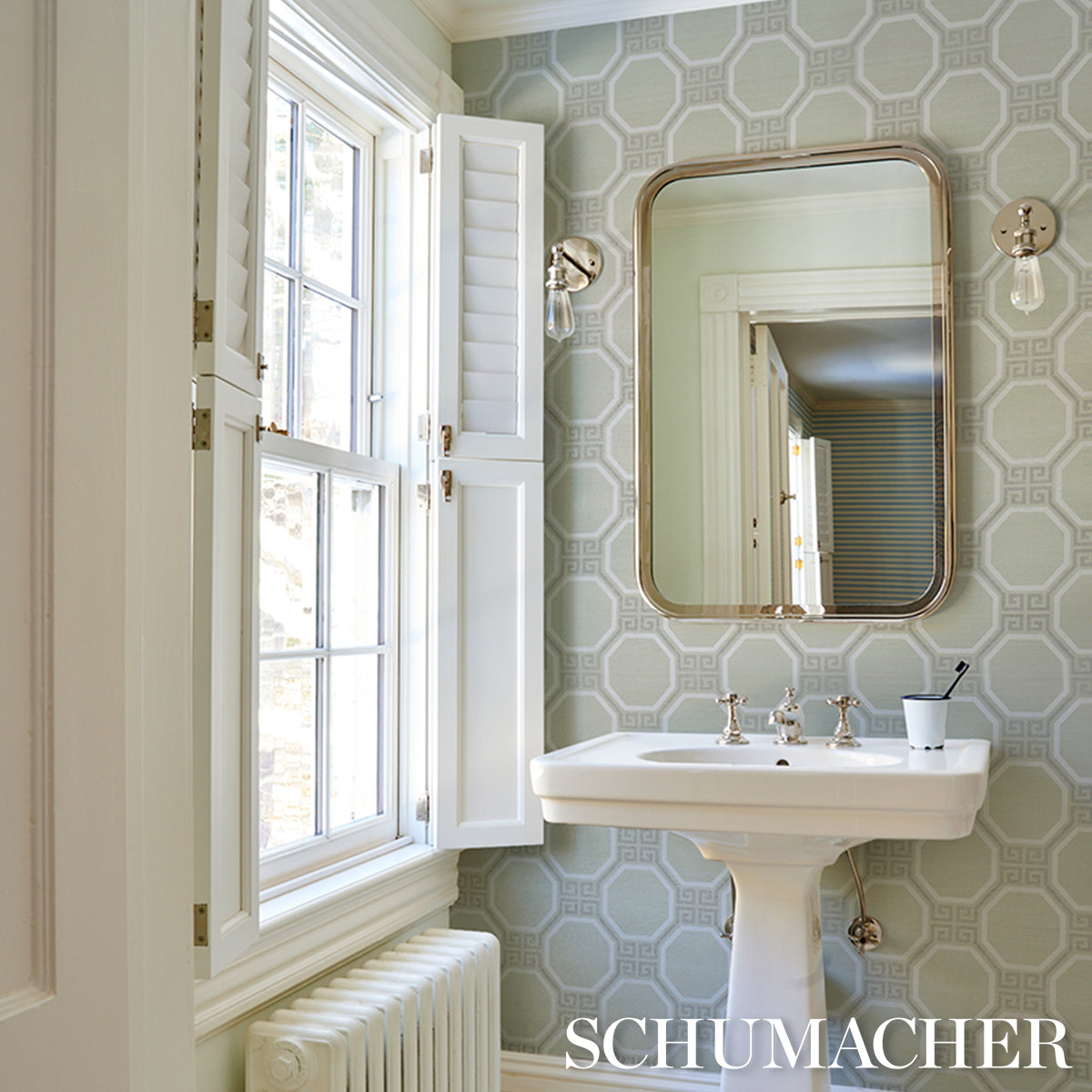 Octavia Sisal - Mint - Schumacher 5008936 Wallpaper - Schumacher Wallpaper