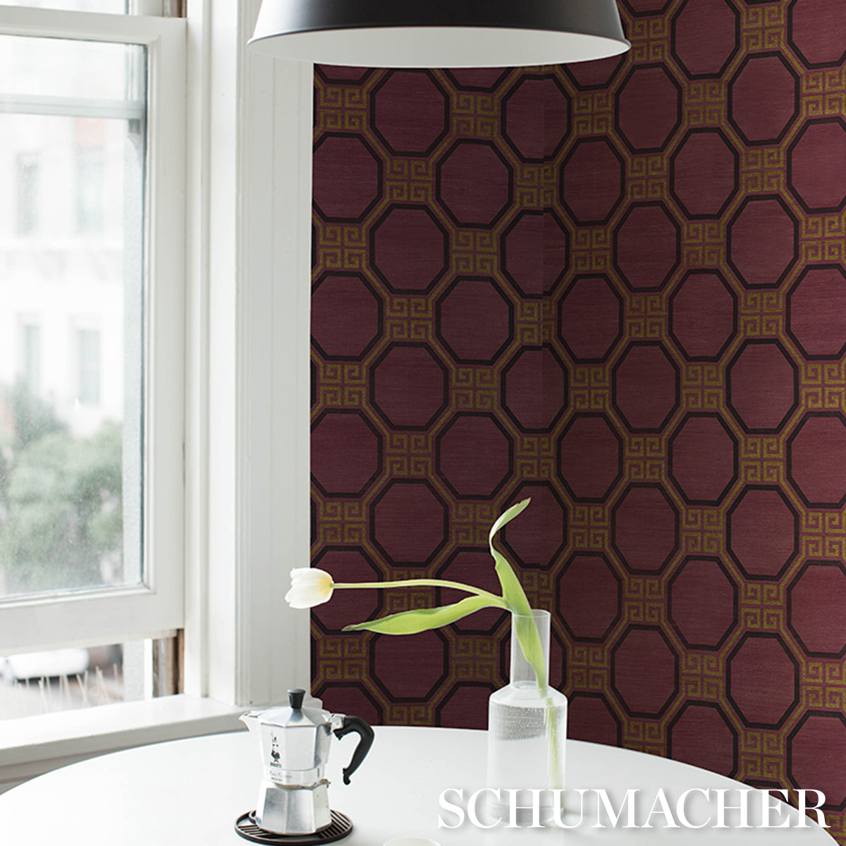 Octavia Sisal - Golden Plum - Schumacher 5008937 Wallpaper - Schumacher Wallpaper