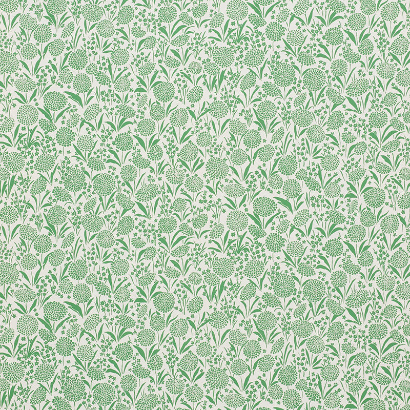 Chrysanthemum Green wallpaper by Schumacher, 5009551 — view 2 - Schumacher Papel pintado