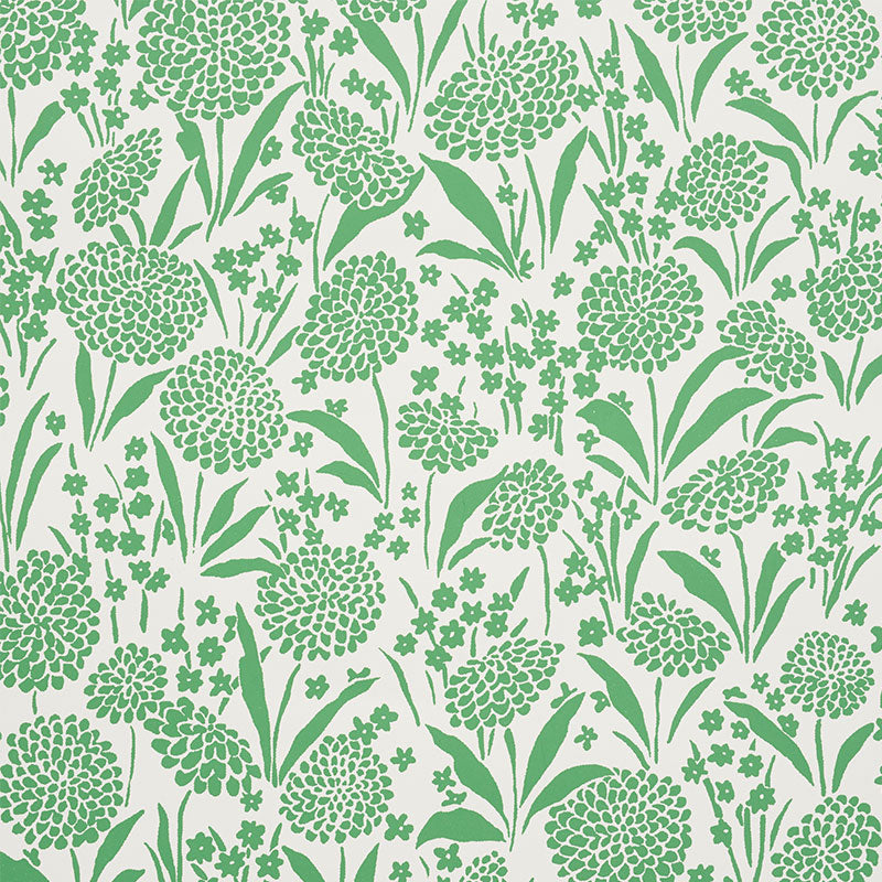 Chrysanthemum Green wallpaper by Schumacher, 5009551 - Schumacher Papel pintado