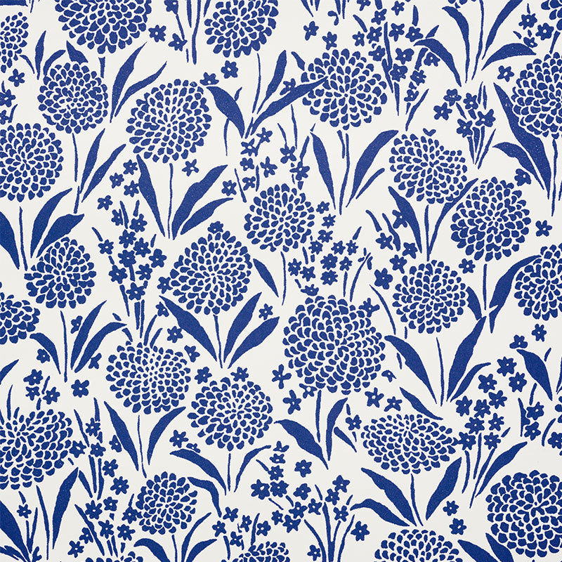 Chrysanthemum Blue wallpaper by Schumacher, 5009552 - Schumacher Wallpaper
