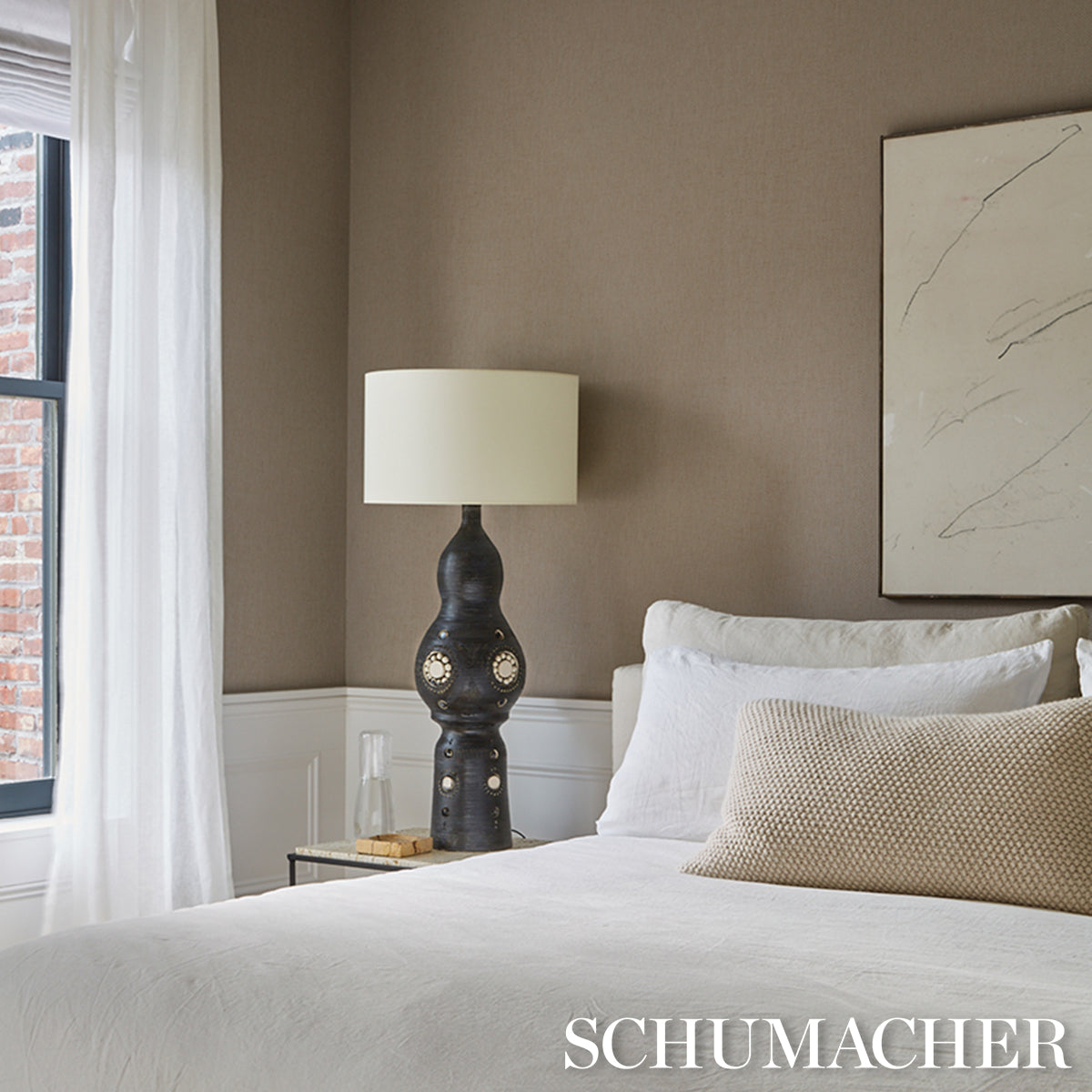 Tonal Paperweave - Wheat - Schumacher 5010297 Wallpaper - Schumacher Wallpaper