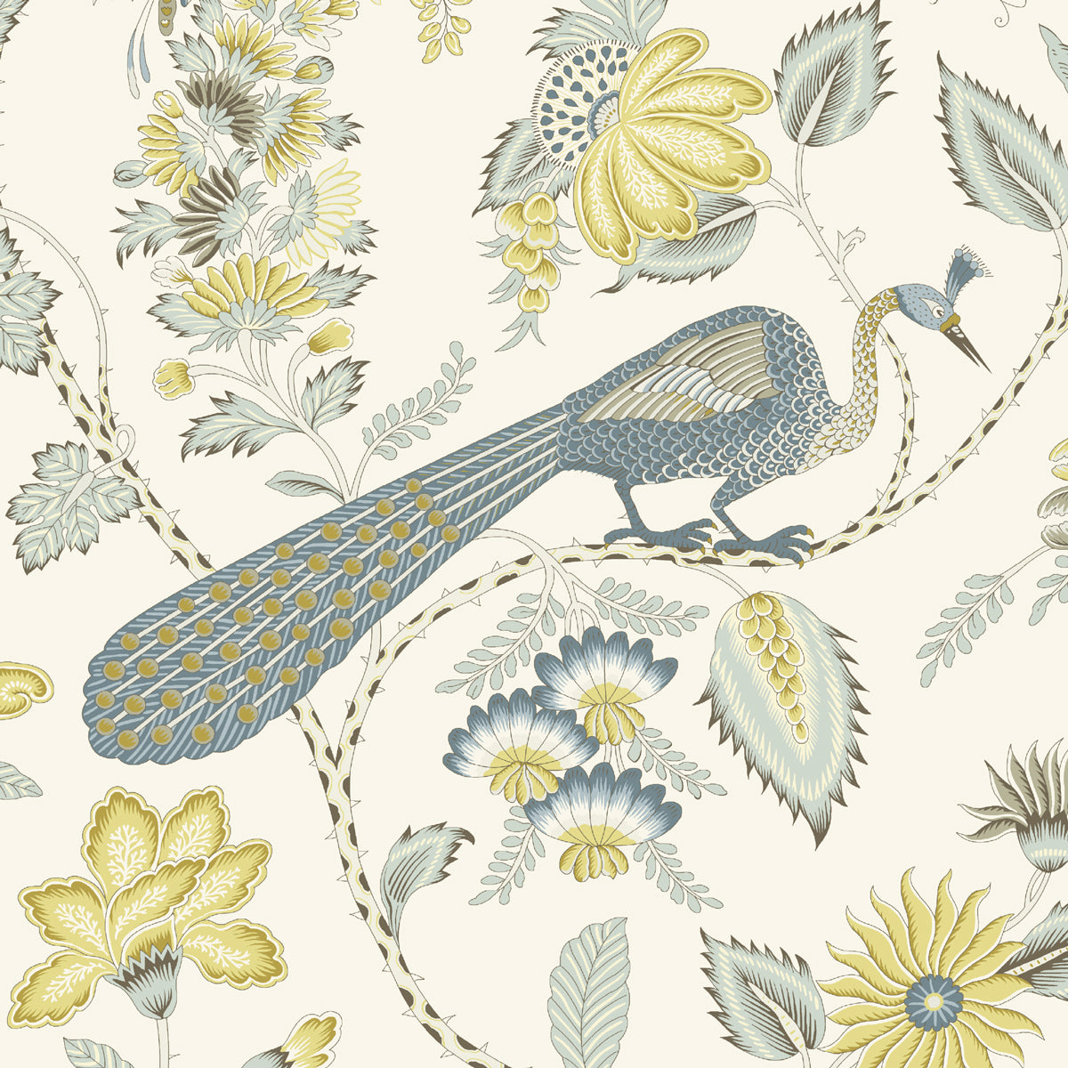 Campagne Cadet & Citron wallpaper by Schumacher, 5010510 - Schumacher Wallpaper