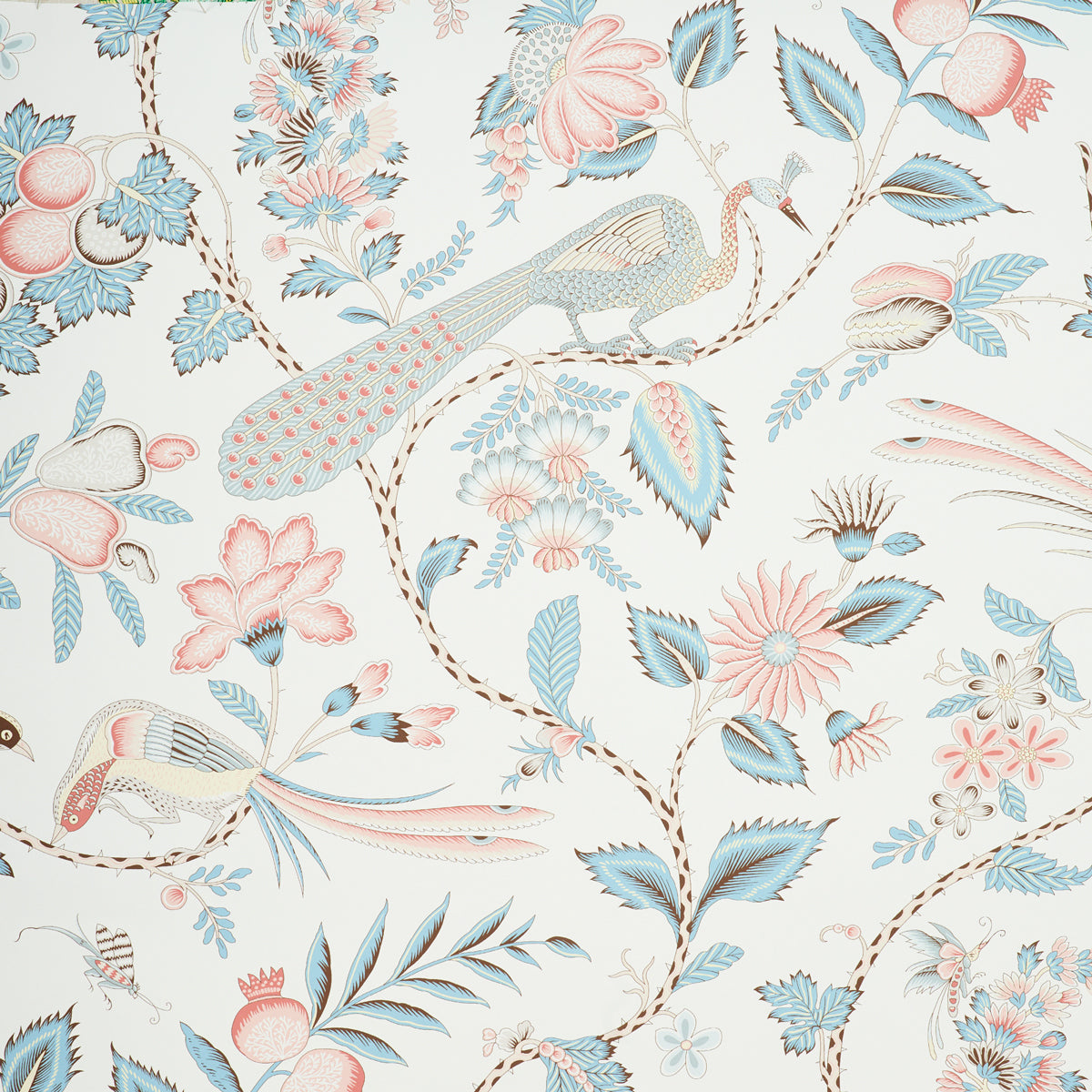 Campagne Peacock & Rouge wallpaper by Schumacher, 5010512 - Schumacher Wallpaper