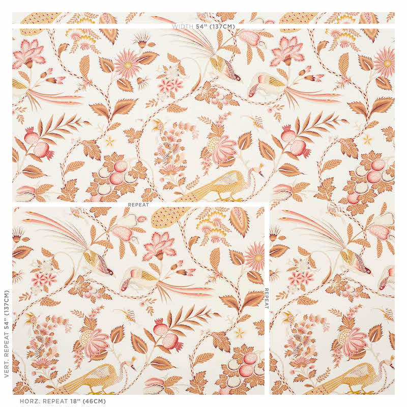 Campagne Rose & Ochre wallpaper by Schumacher, 5010513 — view 2 - Schumacher Wallpaper