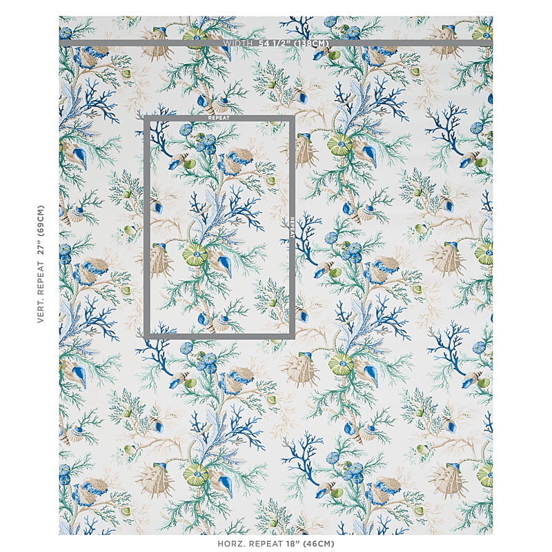 Del Tesoro Blue & Green wallpaper by Schumacher, 5010650 — view 2 - Schumacher Papel pintado