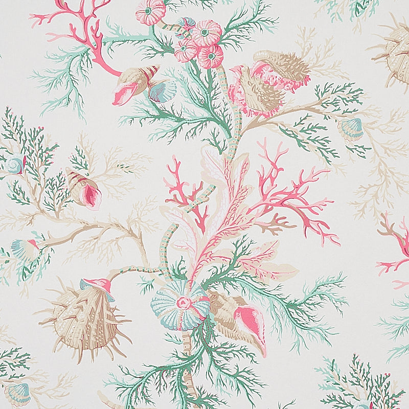 Del Tesoro Pink & Aqua wallpaper by Schumacher, 5010651 — view 3 - Schumacher Papel pintado