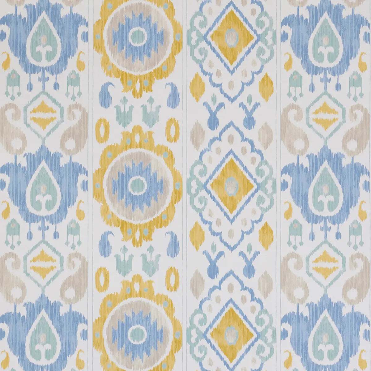 Elizia Ikat - Sky & Ochre - Schumacher 5010711 Wallcovering - Schumacher Wallpaper