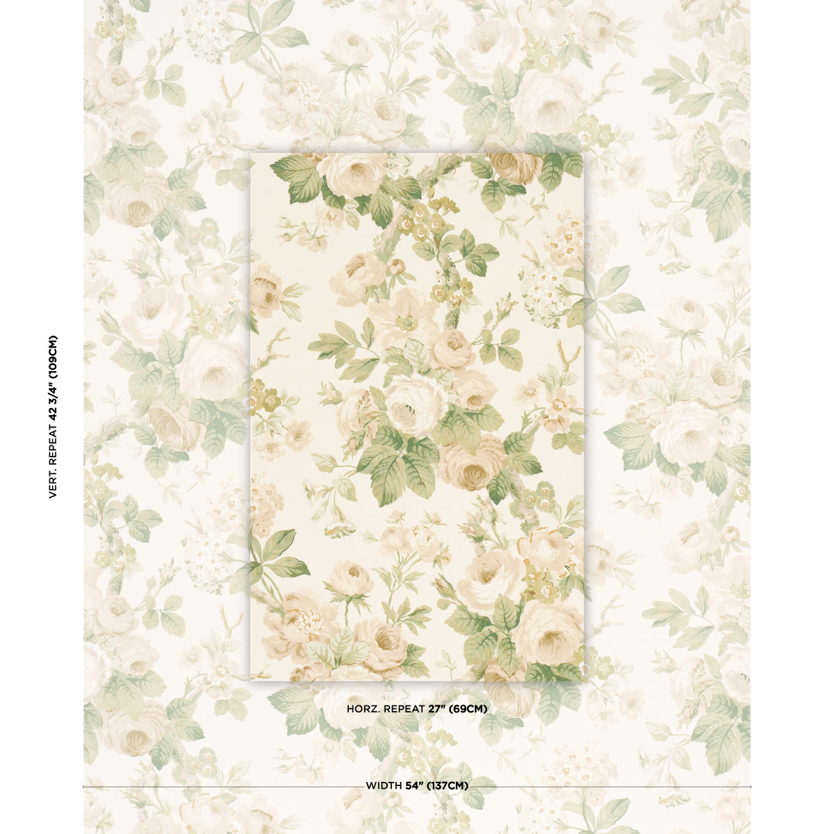 Nancy Floral - Ivory - Schumacher 5010842 Wallpaper - Schumacher Wallpaper
