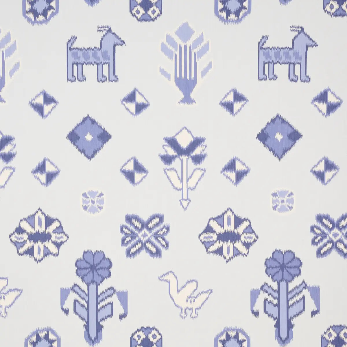 Chuska Warp Print - Blue - Schumacher 5010870 Wallcovering - Schumacher Wallpaper